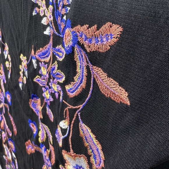 Inc NWT Womens L Sheer Mesh Top Black Floral Embroidered Y2K Witchy Whimsigoth - Picture 10 of 15